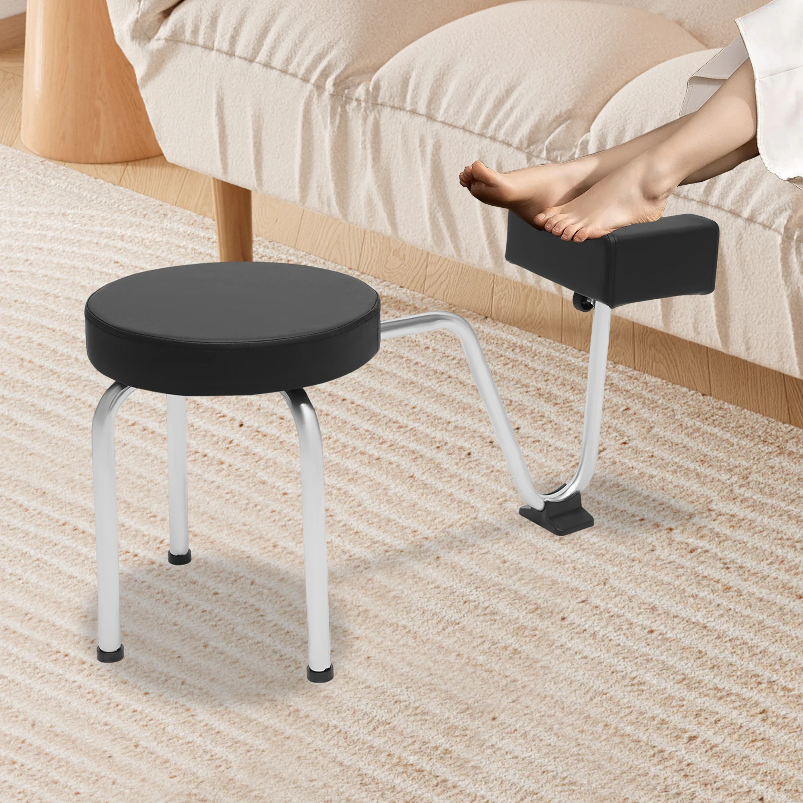 

Adjustable Pedicure Foot Rest Stool Chair Iron PVC Pad 0-20cm Height 0-5cm Distance 10kg Load Bearing Freestanding Nail Tech