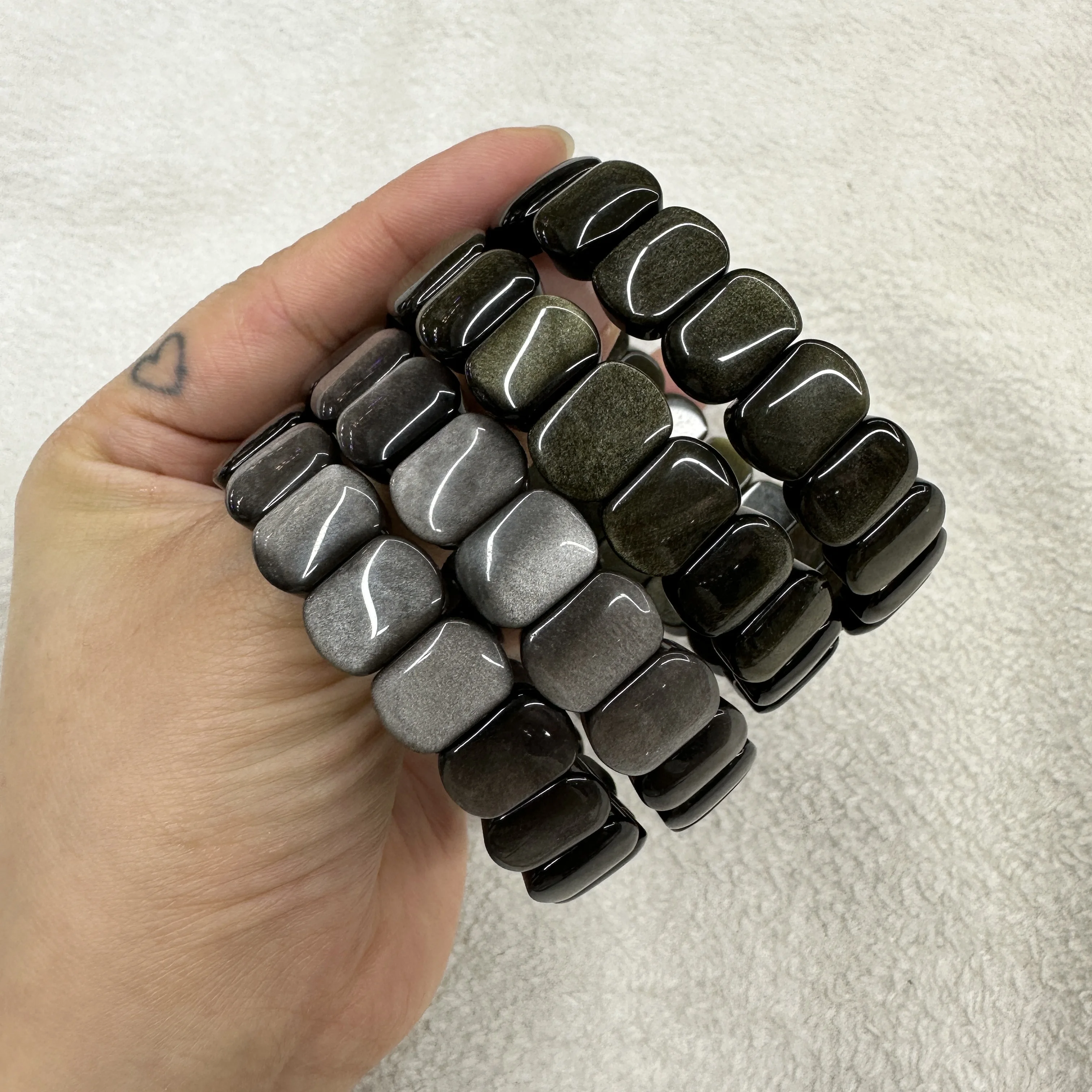 2023 New Obsidian Stone 9×14mm Beads Fashion Energy Bracelet Natural Gemtone Jewelry Bangle For Woman For Man Wholesale !