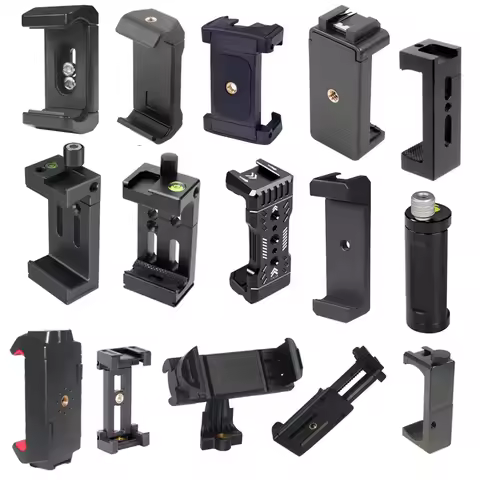 Bicycle Mobile Phone Holder Clip For Gopro Camera Flash Microphone w/ Spirit Level Cold Shoe Mount 1/4" 3/8" Tripod Head Bracket