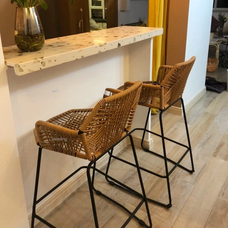 

Modern Minimalist Bar Chair Bar Chairs High Stool Bar Stool Home Nordic High Chair PP Rattan Chair Bar Stool