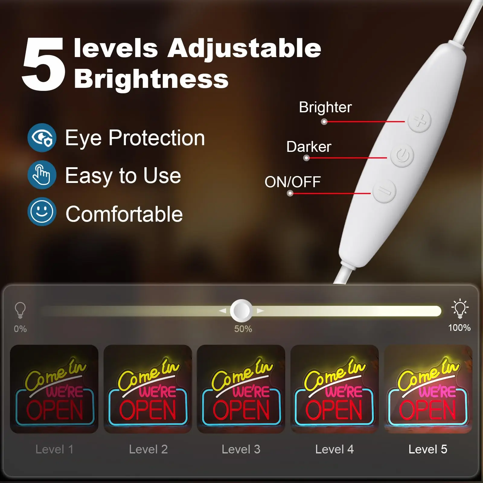 Come In We're Open Neon Sign - LED Open Sign for Shop Window, Door, Business - Bright Dimmable Cafe/Bar/Pub Decor - CE Certified