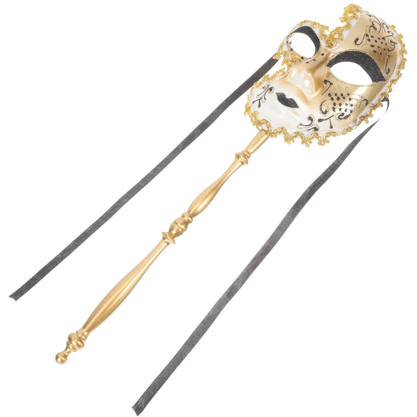 Venetian Mask Party Decor Ornament for Costume on Stick Handheld Masquerade Festival Accessory