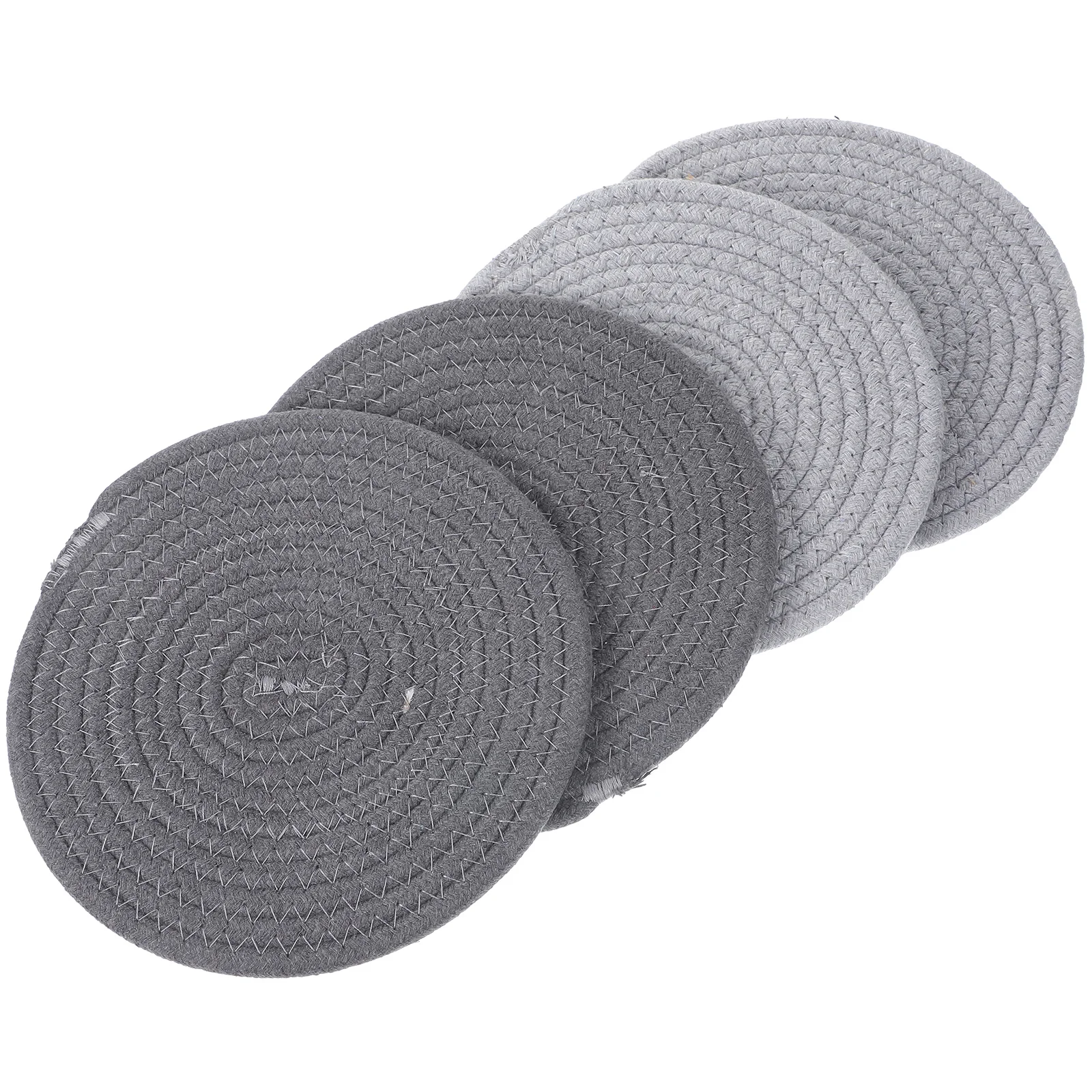 

4pcs Round Woven Potholders Cotton Braided Heat Resistant Placemats For Kitchen Tableware Protection Trivets Pan Protectors Set