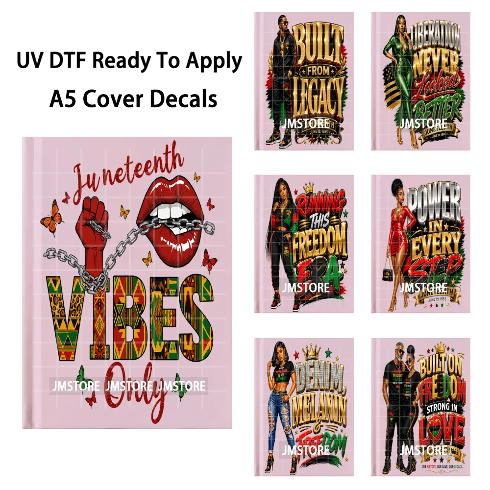 Juneteenth They Not Like Us Faux Rhinestone A5 Notebook UV DTF Wraps Ready To Apply Transfer Stickers Decals For Journal Cover