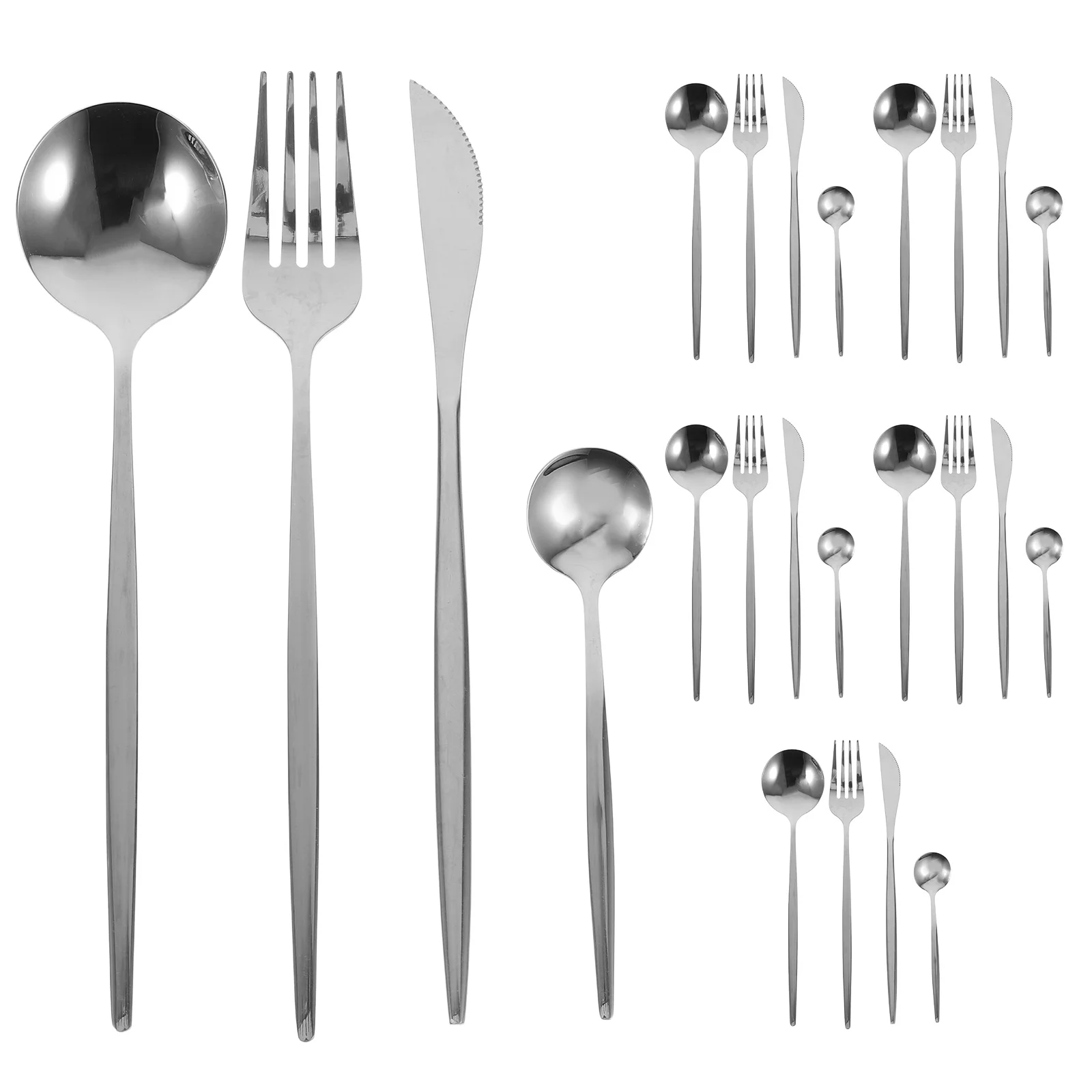 

6Sets Stainless Steel Flatware Set Versatile Utensil Kit for Special Occasions Portable Silverware Set for Parties and Buffets