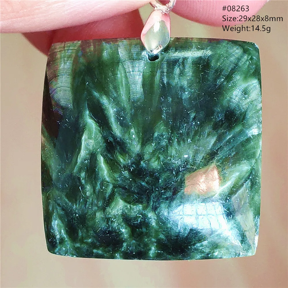 

Natural Green Seraphinite Rectangle Pendant Necklace Women Men Seraphinite Jewelry Gift Fashion Oval Beads AAAAAA