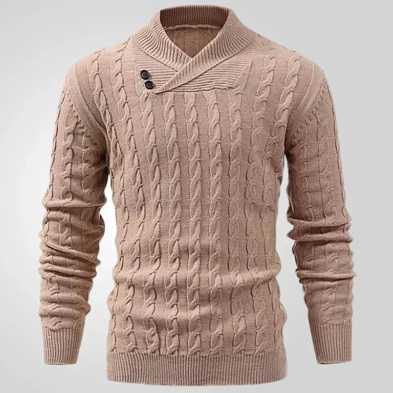 

Men's Clothing Spring and Autumn Thin Pullover Knitted Sweater Slim Lapel Twist Sweater