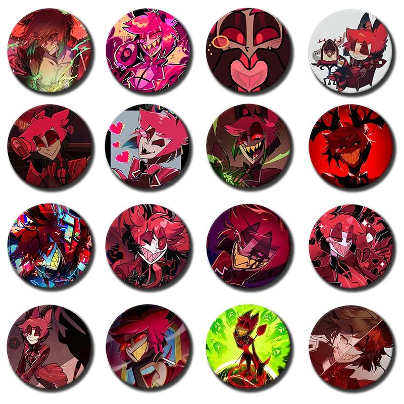58mm Alastor Cartoon Figure Badge C-Criminals and Demon Lords Enamel Pins Round Decor Brooches for Clothes Backpack Jewelry Gift