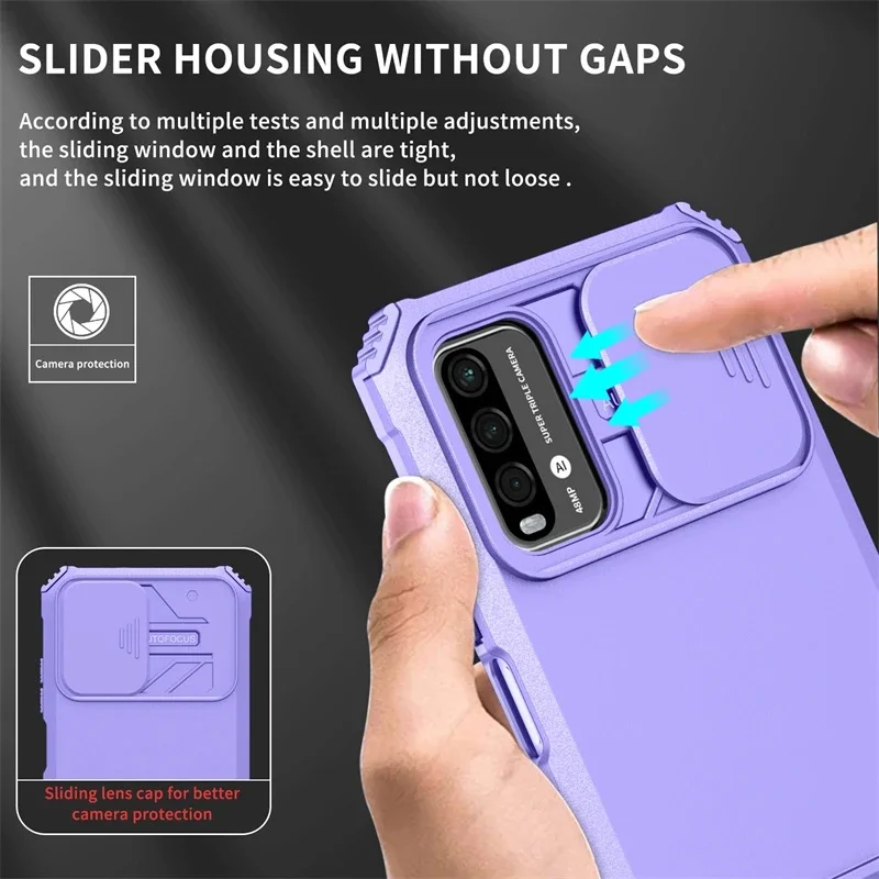 For Xiaomi Redmi 9T Case Slide Camera Lens Shockproof Armor Stand Holder Protect Phone Case For Redmy 9T 9 T redmi9t Back Cover