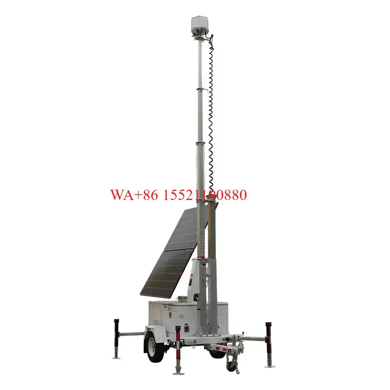 WMWMNU for Solar Security Trailer with 7.5 Hour Solar Recharge 117 km/h Wind Rating and Manual Winch Mast