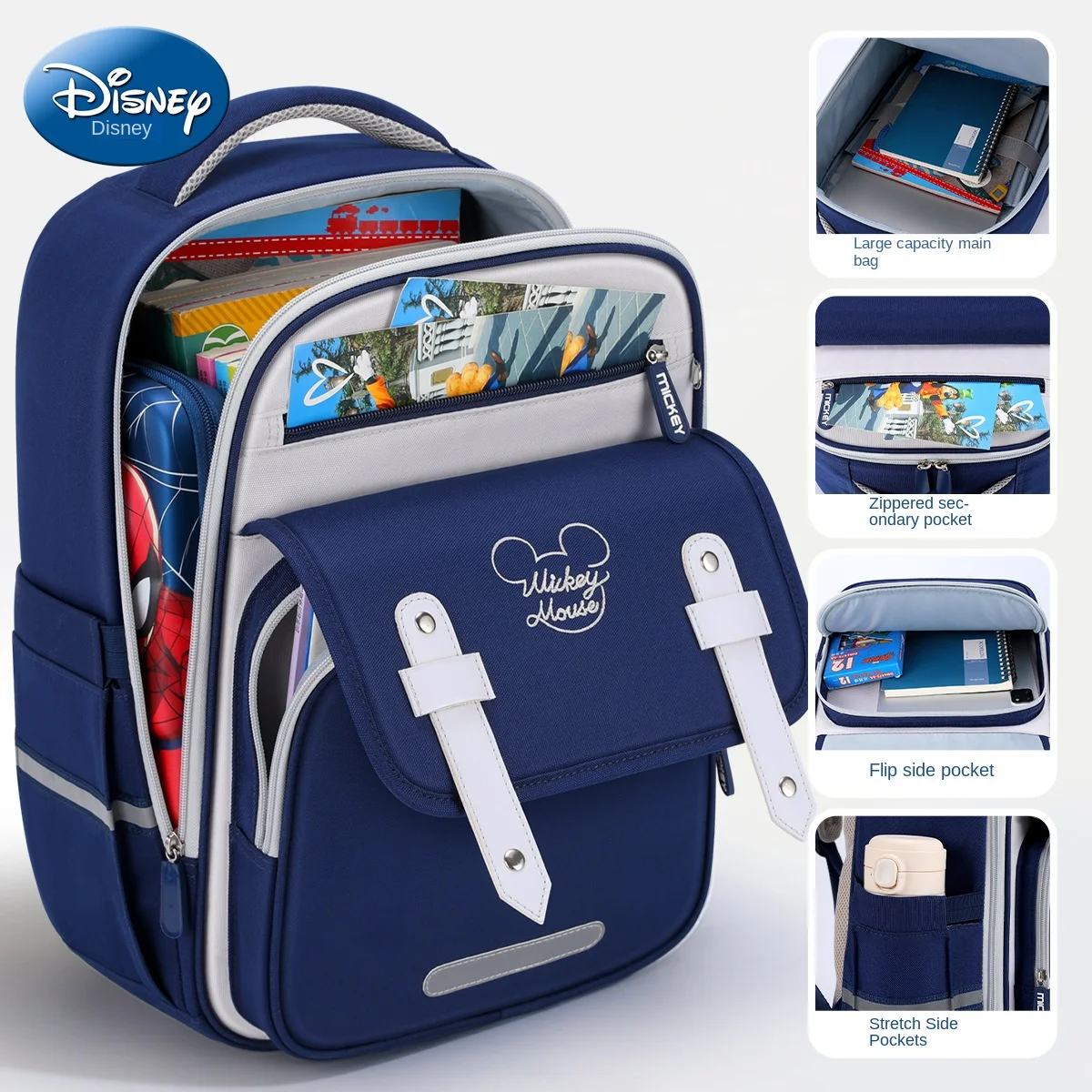 Disney Mickey Boy School Bag Grade 2-5 Primary Student Shoulder Orthopedic Backpack Large Capacity Light Water Proof Mochilas