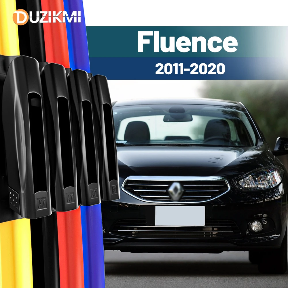 

For Renault Fluence 2011-2020 2012 2013 2014 2015 2016 2017 2018 2019 2pcs Front Windshield Windscreen Wiper Blades Red Blue