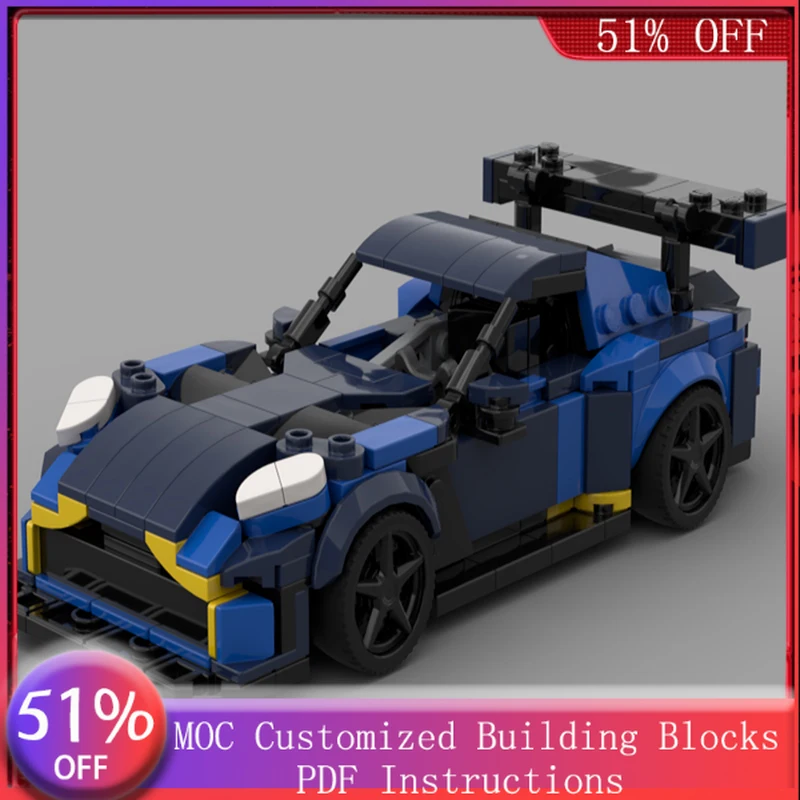 

358 деталей: Гоночный автомобиль с двойным турбонаддувом V8, модульная модель MOC, популярный конструктор для самостоятельной сборки, подарок на праздники