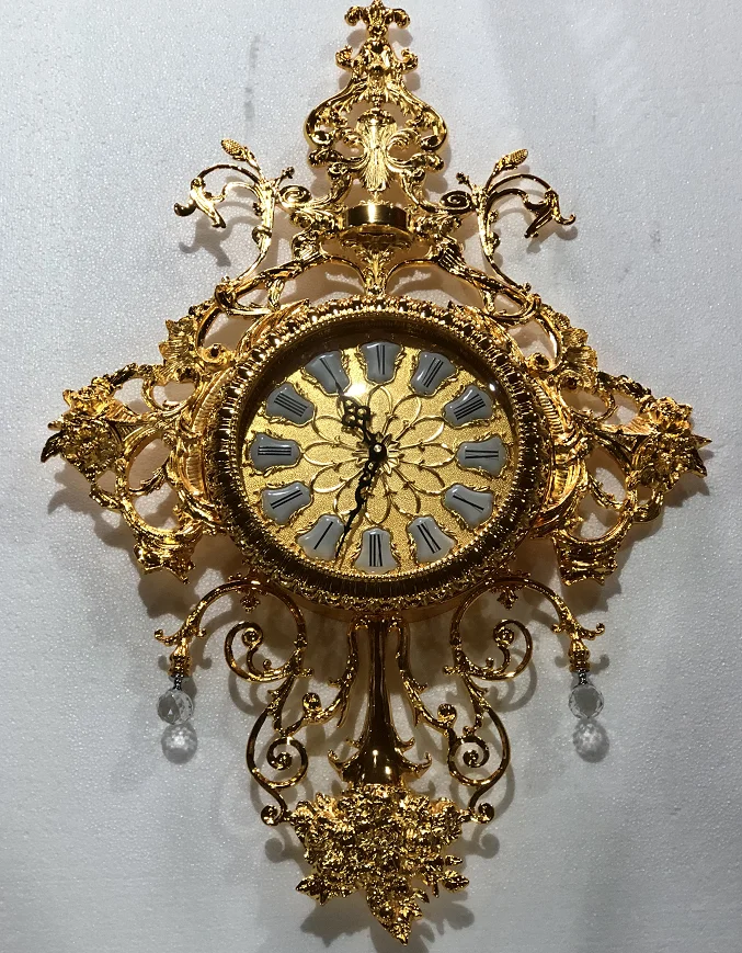 

Golden Copper Wall Clocks Luxury Wall Clock Home Decoration Antique Style