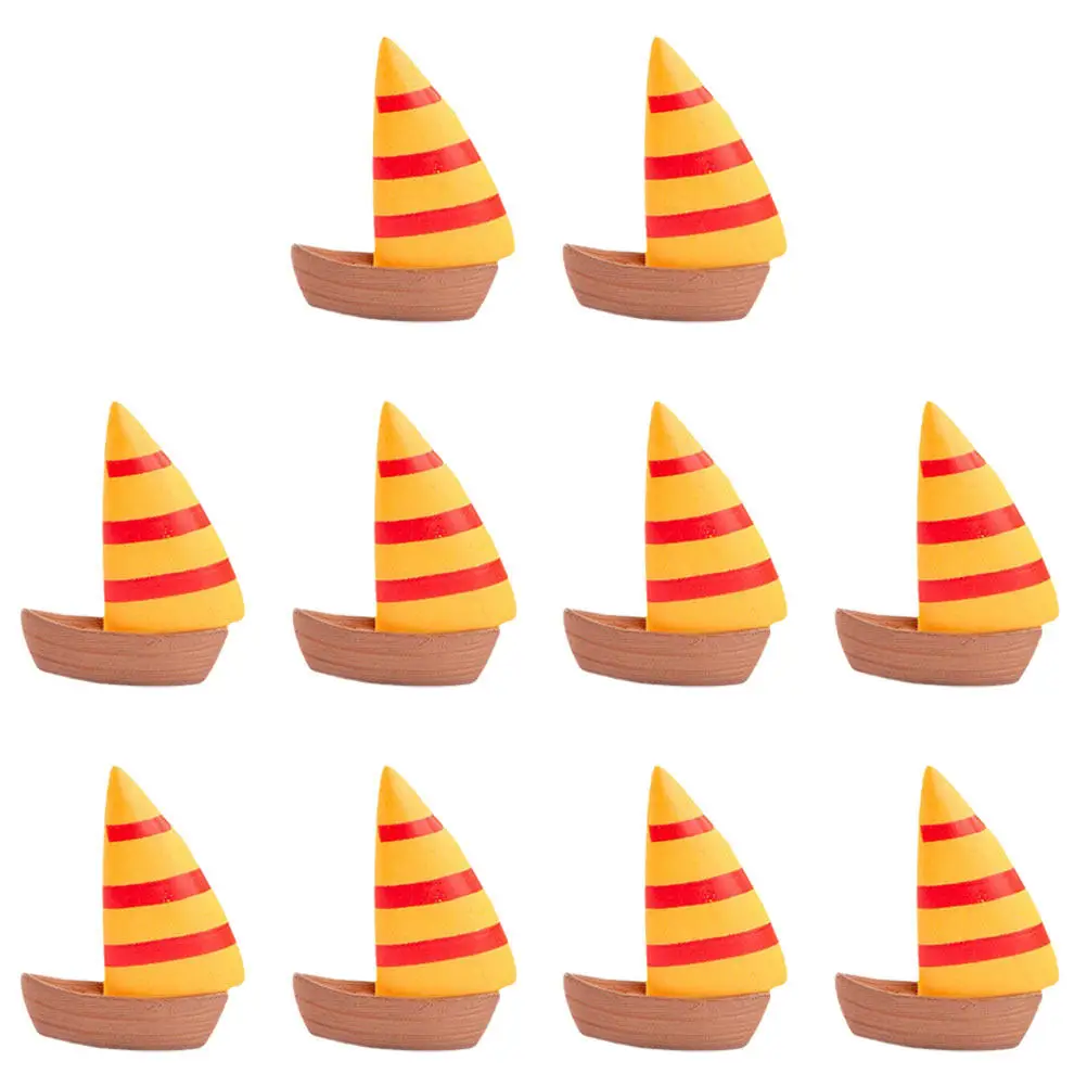 

10Pcs Sailboat Decoration Miniature PVC Landscape Ornament Garden Tabletop Desktop Supply Chic Realistic Miniature Sea Accessory