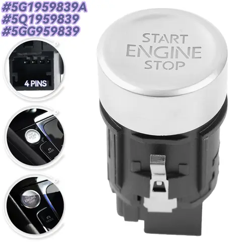 자동차 엔진 키 시작 중지 버튼 점화 스위치 VW 골프 7 MK7 2013-2017 열쇠가없는 시작 스위치 5G 1959839 5Q 1959839   5GG 959839