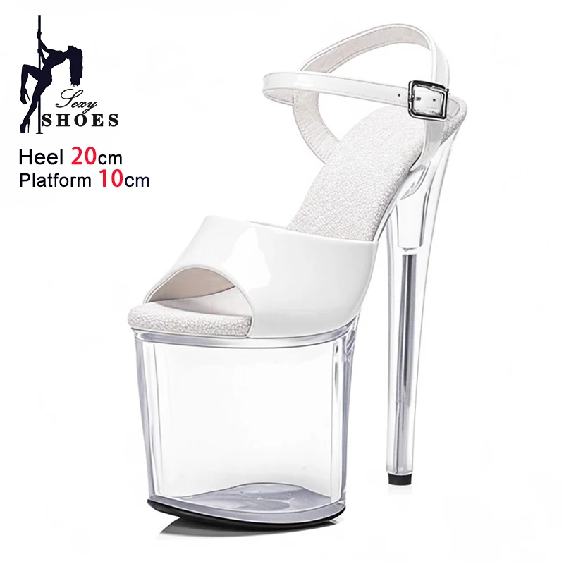 

Прозрачные фетиш-сандалии на платформе для женщин, летние туфли на очень высоком каблуке 20 см с открытым носком для ночного клуба, обувь для танцев на пилоне, обувь для стриптиза на каблуке