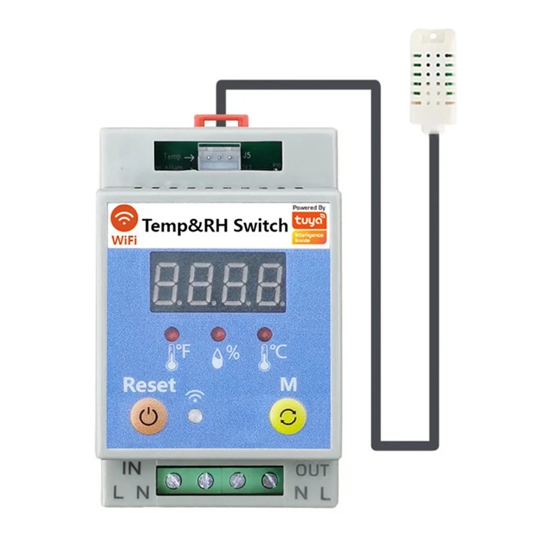 FULL-20A Tuya Wifi อุณหภูมิความชื้นสวิทช์จับเวลาอุณหภูมิ/ความชื้นสวิทช์ควบคุม APP สําหรับเรือนกระจกการตรวจสอบบ้าน