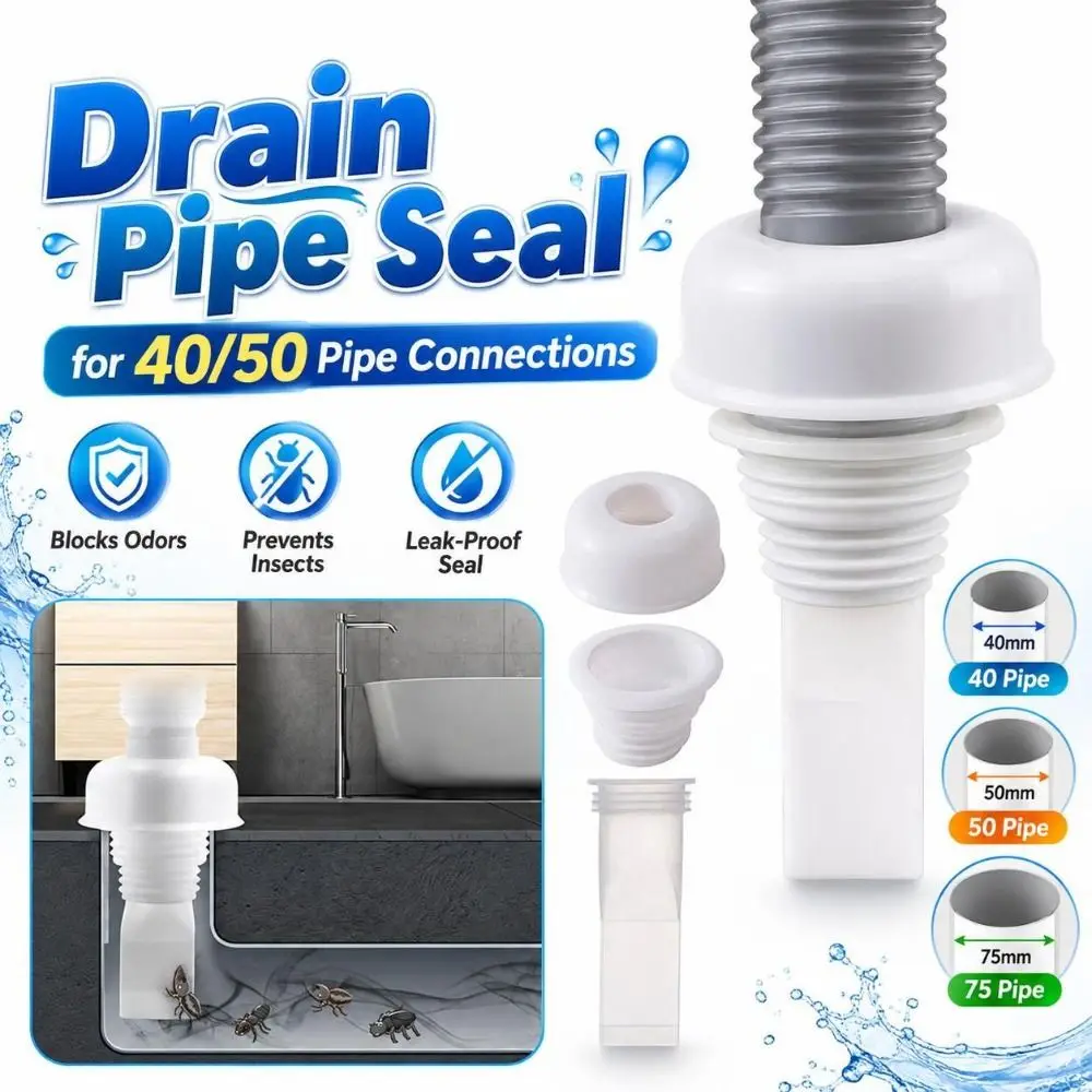 Three Piece Set Drain Pipe Seal Odor Resistant Plastic Drain Odor Stopper Threaded Seal Core Pipe Sealing Plug