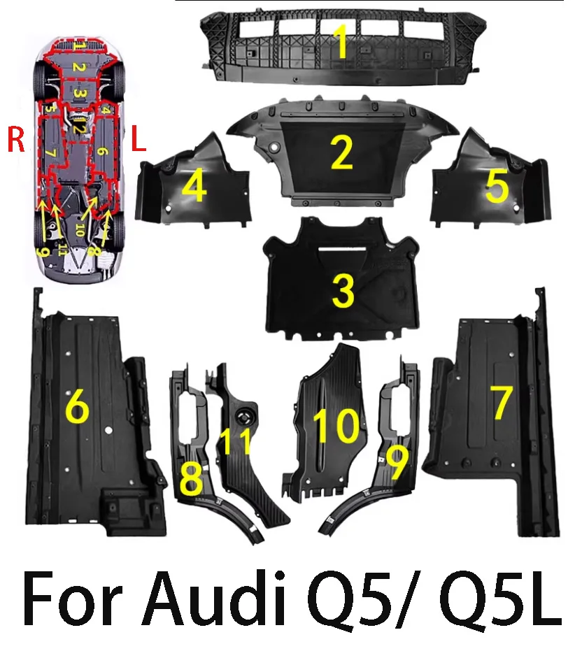 Piastra di Protezione Sottoscocca per Audi Q5, Protezione Motore e Telaio, Edizione 2009-2025, Ricambio Auto