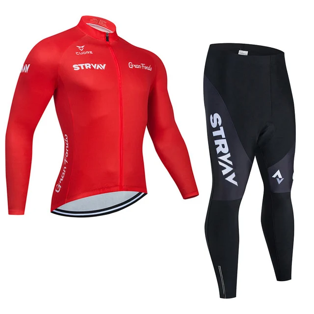 2022 STRVAV New Men's Long-Sleeved Cycling Suit Breathable Mountain Bike Clothing Various Set of Silicone Cushion Cycling Pants