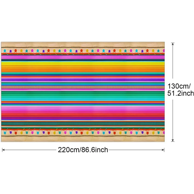 Mexican Fiesta Party Tablecloth, Colorful Striped Disposable Waterproof Tablecloth, Party Mexican Themed Table Covers
