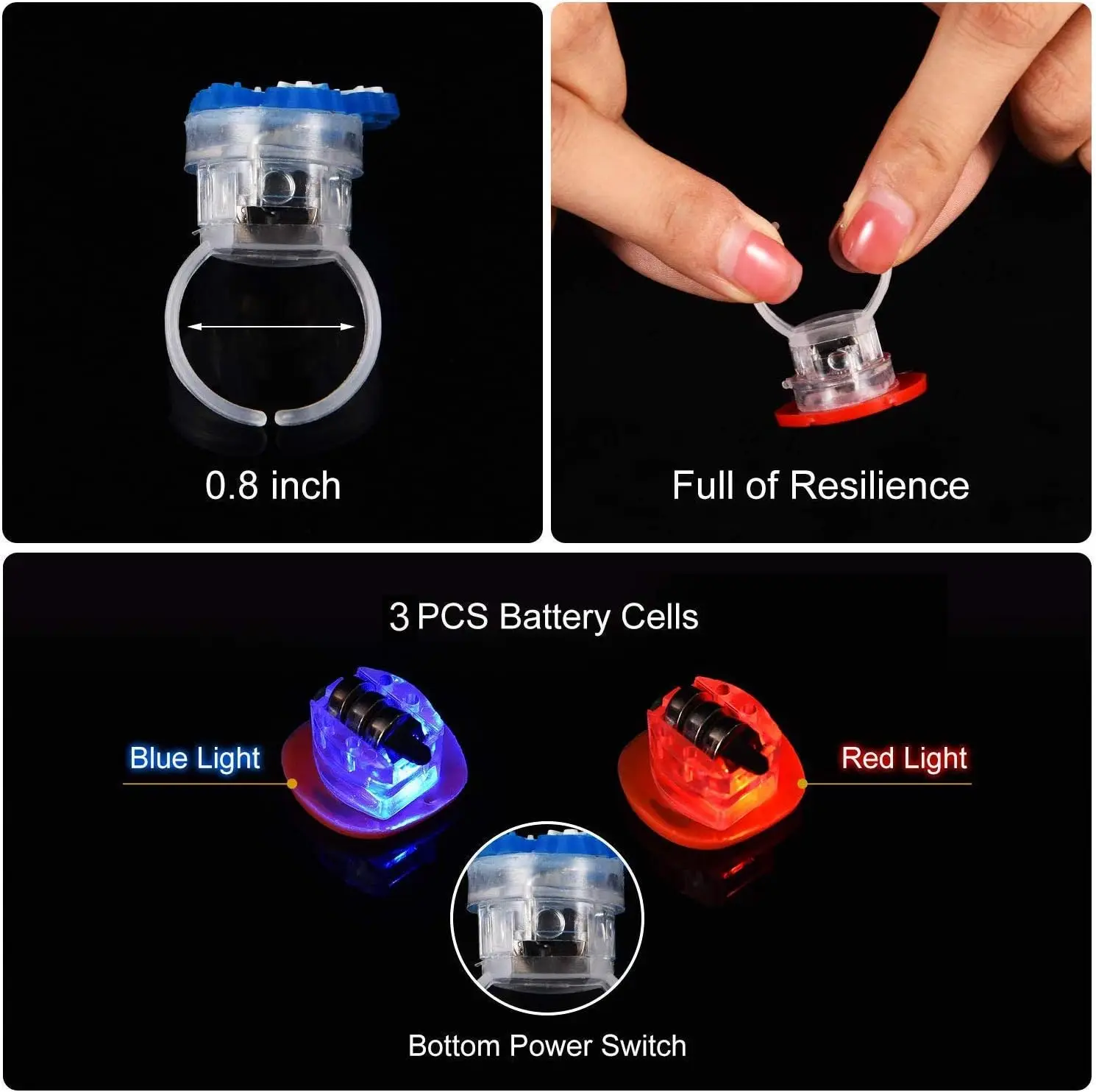 20/50 قطعة عيد الميلاد LED حلقات وامضة LED لعبة ضوء مصباح مصمم على شكل حلقة ، حلقة وامض ، حلقات ضوء عيد الميلاد ، حلقات تضيء الحفلات #3