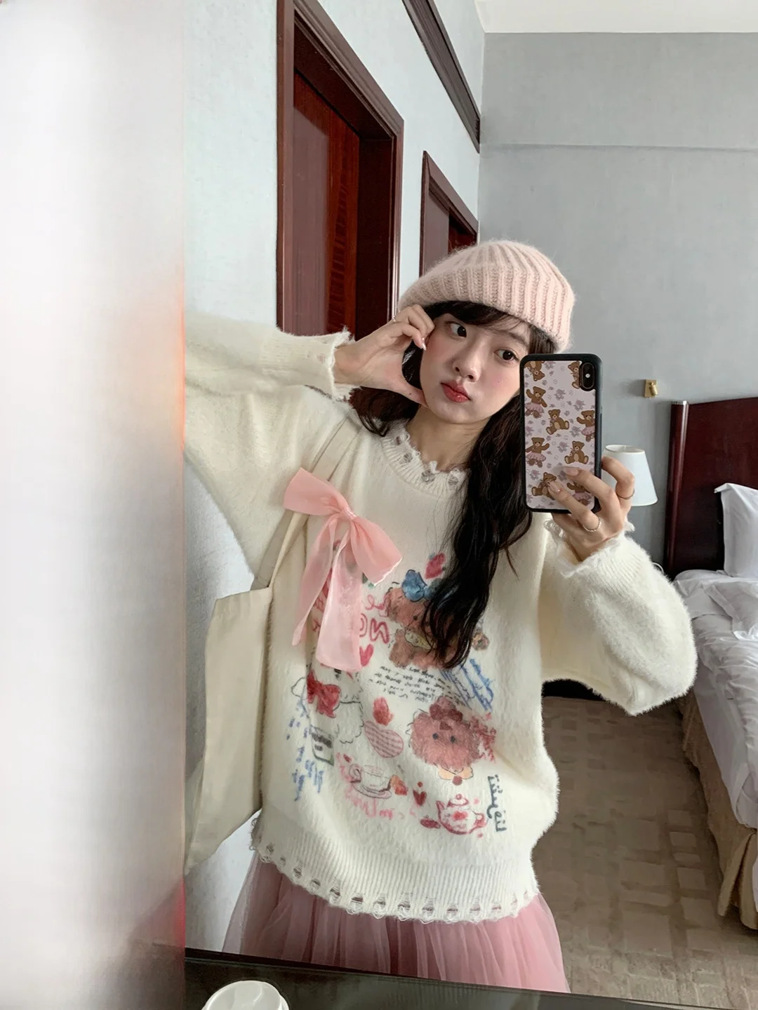 

Мягкий свитер Sweet Knot в корейском стиле, длинный рукав, весенний, модный, универсальный, нежный топ для молодых женщин Ciwalk