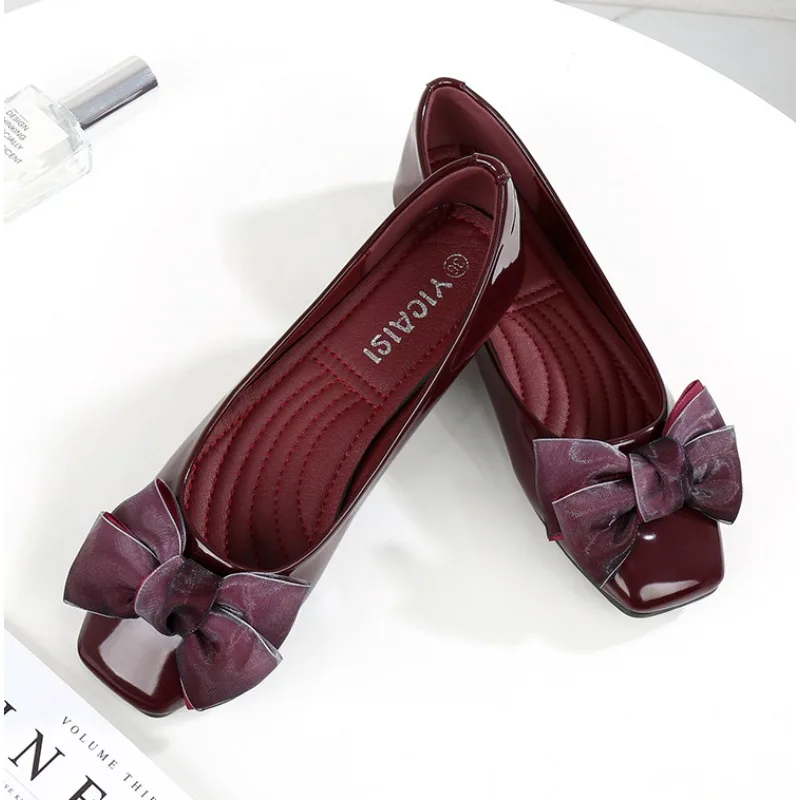 Flat Sole Single Shoe Women's Spring/summer Casual Work Shoes Womens Bow Bean Shoe Large Size Maternity Shoes Flats Shoes Women