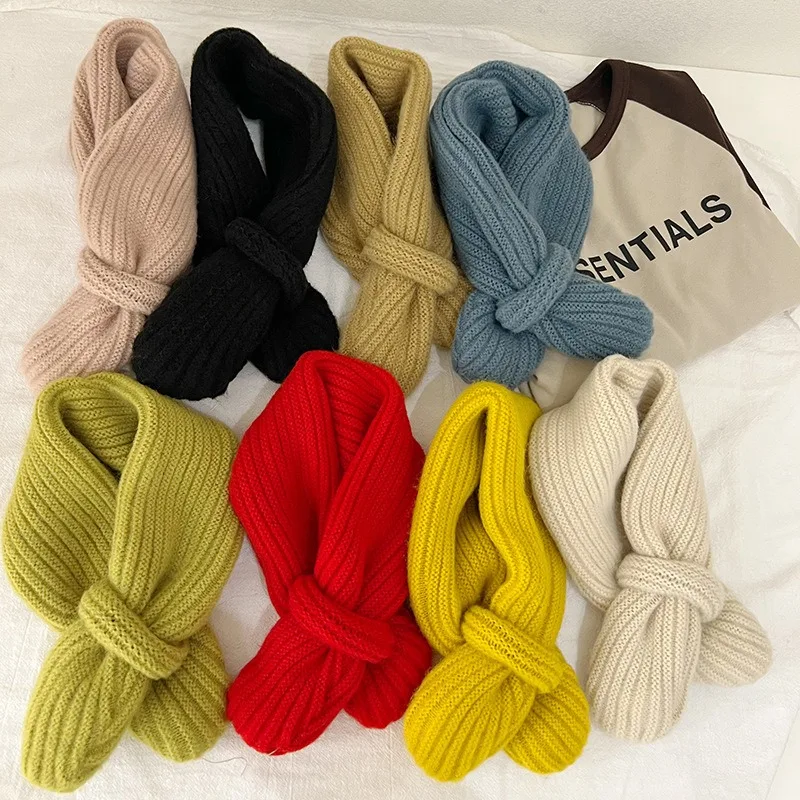 Bufanda de punto de Color caramelo para bebé, bufandas cálidas para niño pequeño, cuello cálido, moda de otoño e invierno