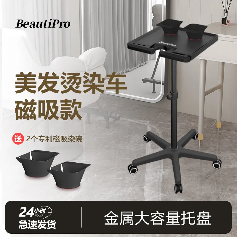 

Salon Trolley Cart with Magnetic Bowls, Height Adjustable Hair Stylist Tool Organizer Rolling Cart for Hair Salon Spa Tattoo