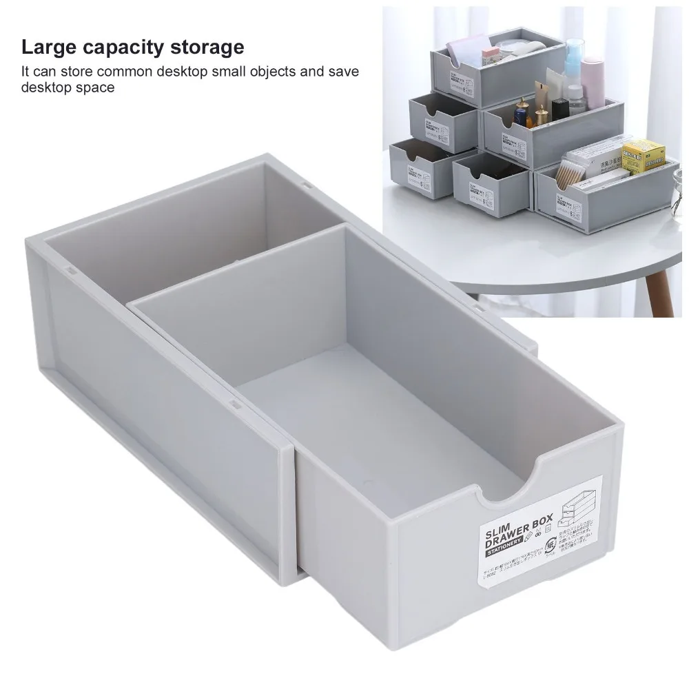 PP Plastic Stackable Storage Box Rectangle Shape Pull Out Drawer Desktop Storage Container Stackable Structure Multi Color