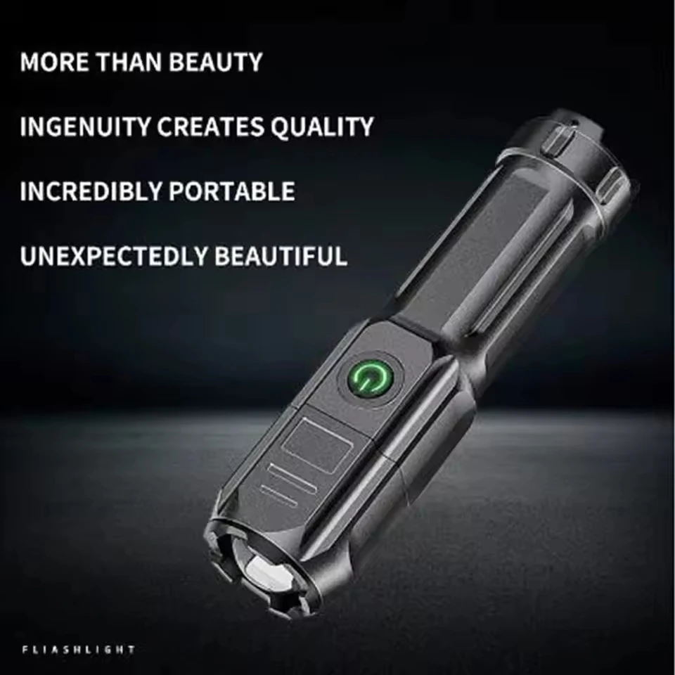 2025 New LED Flashlight Outdoor Telescopic Zoom Strong Light USB Charging Mini Portable Spotlight Long Range Torch Lamp