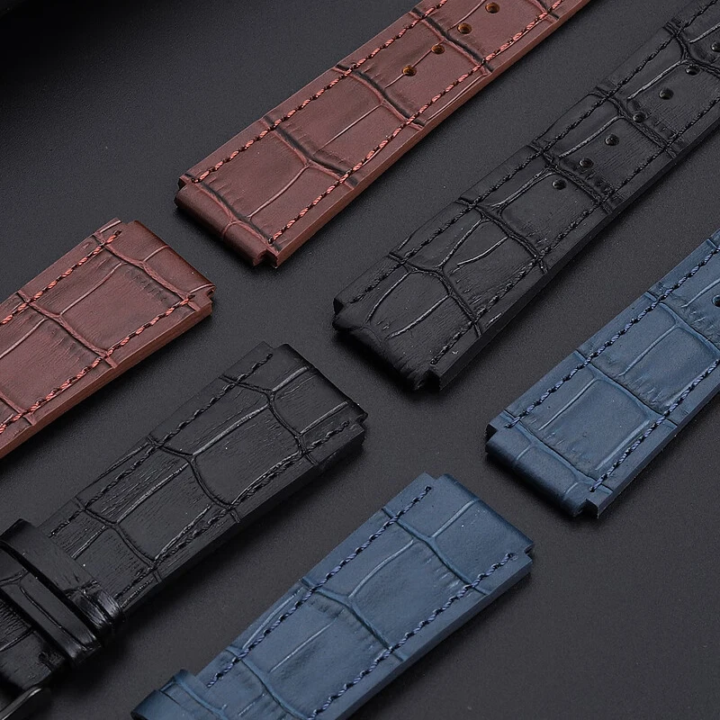 Gelang Jam Kulit Sapi 18Mm untuk AE-1200WH/1300/1000 A159/158/168/159 Seri Dimodifikasi Lea/Tali Lain Gelang Pria Hitam Coklat Biru