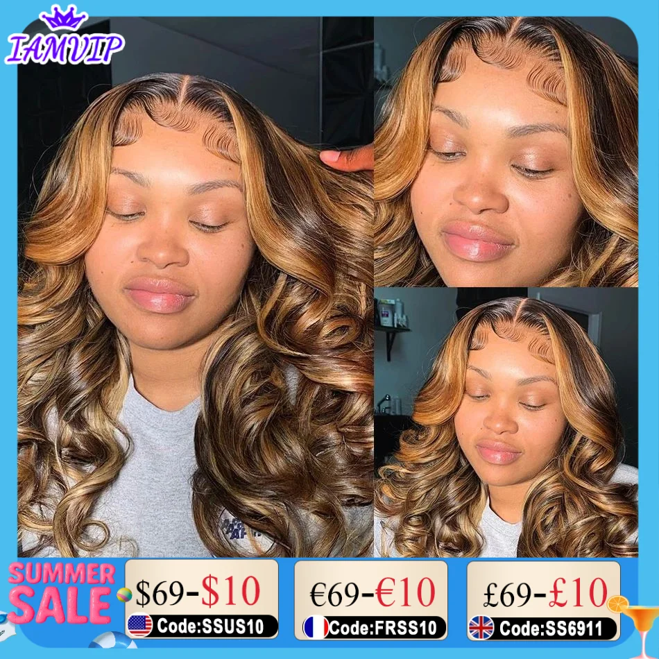 

30 32 Inch Colored Wigs 13x4 13x6 Hd Lace Frontal Wigsbody Wave Wig Highlight Ombre Lace Front Wig Human Hair For Black Women