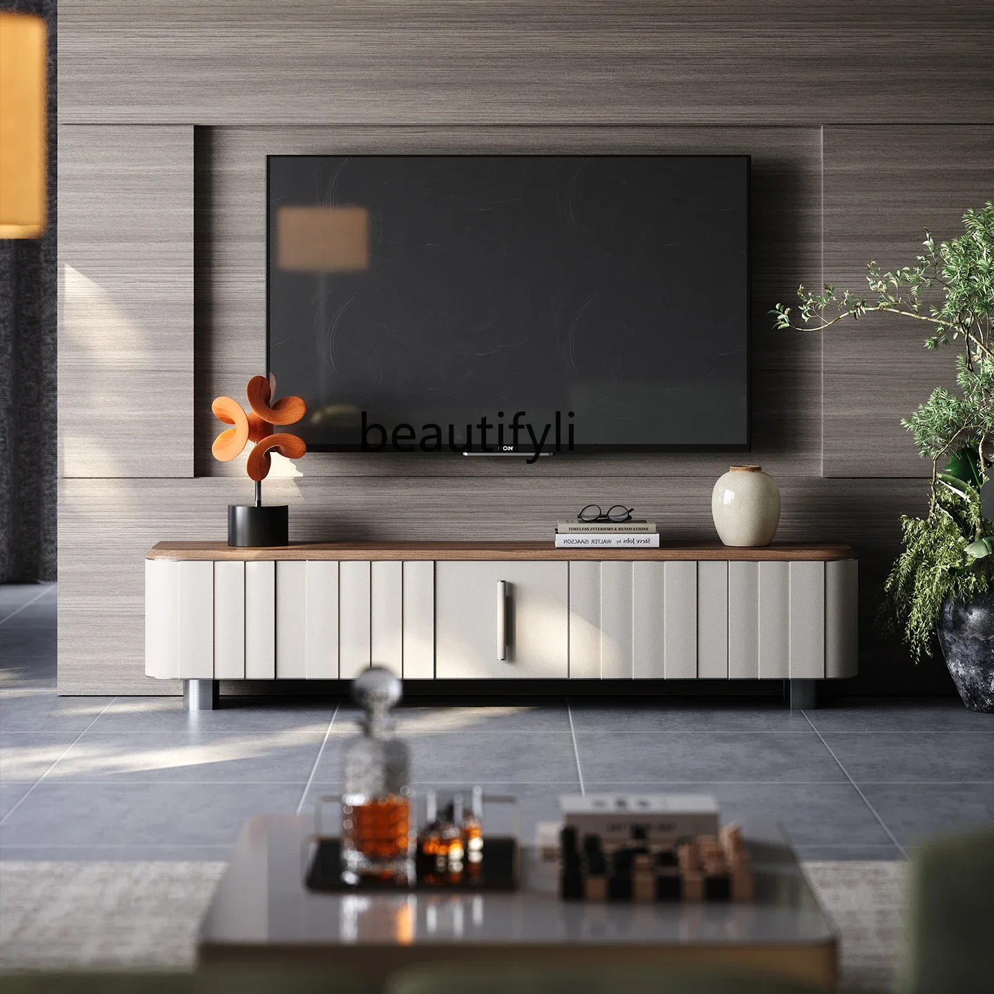 X Living room, new high-end solid wood locker integrated tall TV cabinet