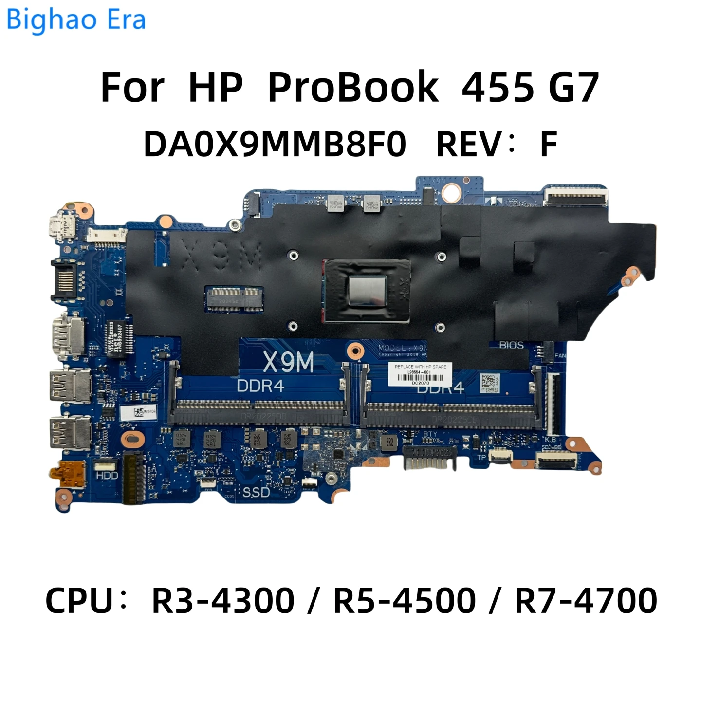 

DA0X9MMB8F0 For HP ProBook 455 G7 Laptop Motherboard With R3 R5-4500 R7-4700 CPU L98554-601 L98556-601 100% Brand New Original