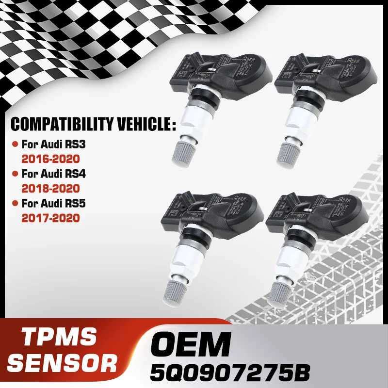

1/4Pcs Car Tire Pressure Monitor Sensor TPMS For Audi RS3 2016-2020 Audi RS4 2018-2020 Audi RS5 2017-2020 5Q0907275B 5Q0998270B