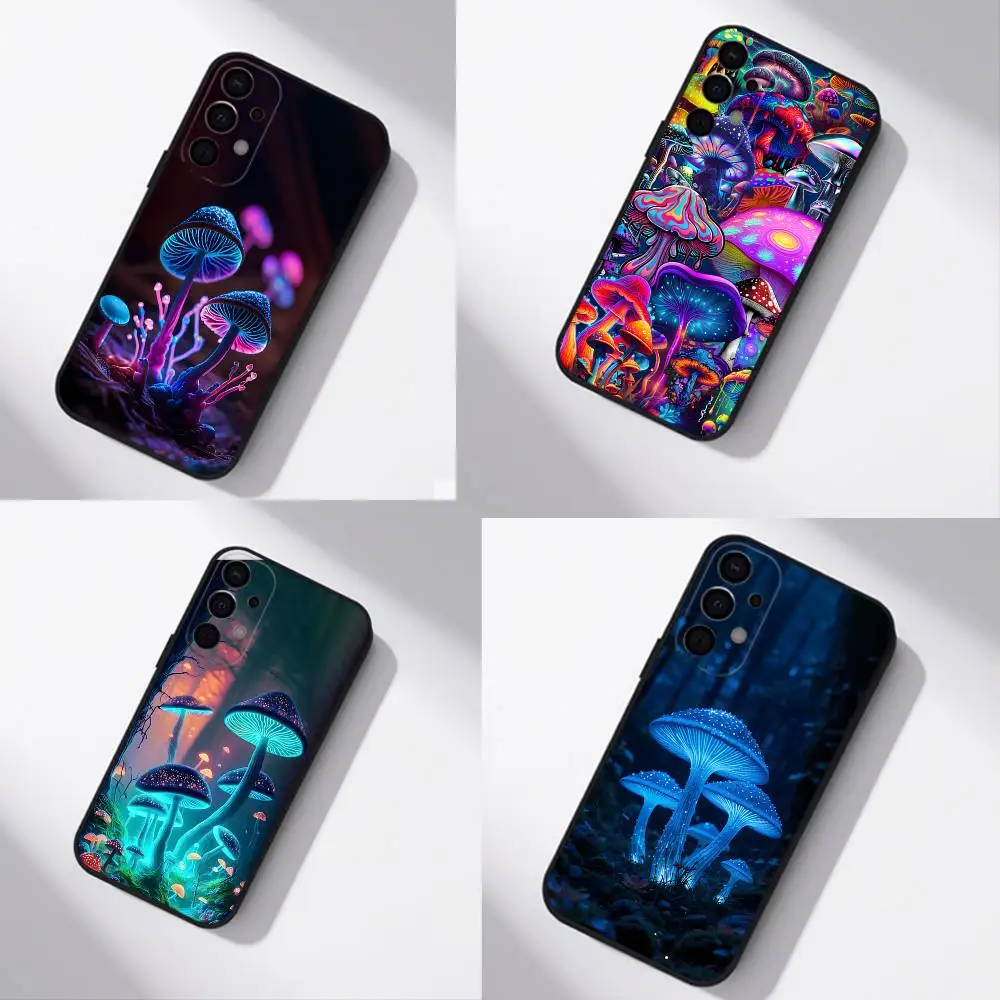 

Trippy Art Mushroom Phone Case For Samsung S26,S25,S24,21,22,23,30,Ultra,20,Plus,Note,10,9,Black soft silicone case