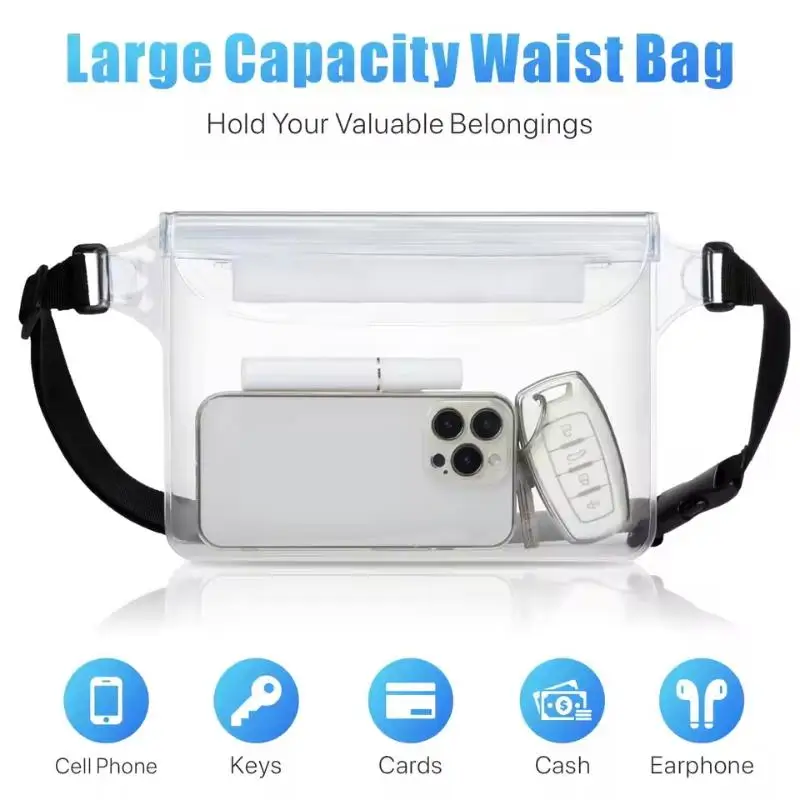 Waterproof Phone Pouch With Adjustable Waist Strap Dry Bag Keep Phone Valuables Safe For Beach Swimming Kayaking Boating Fishin