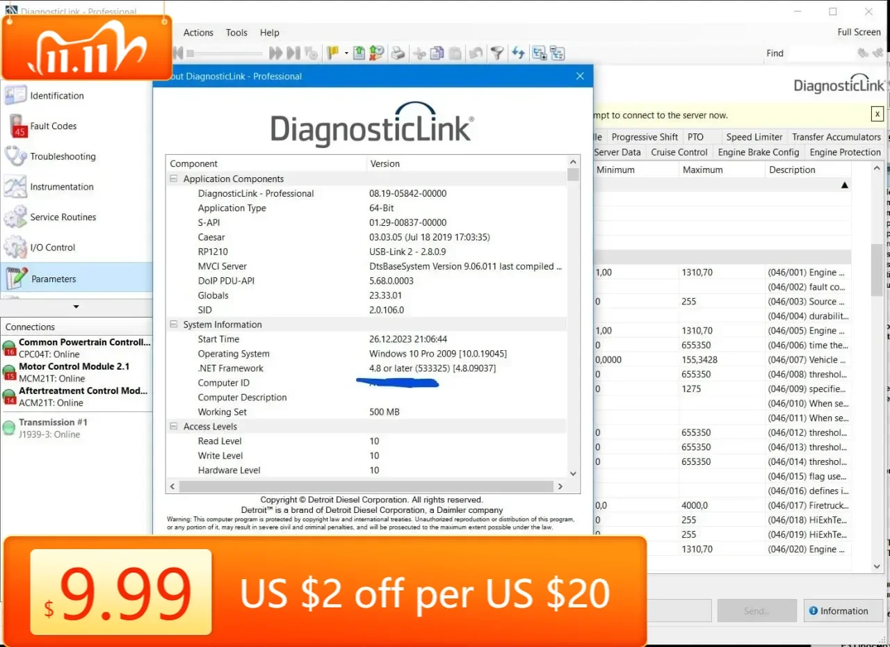 

Диагностическая ссылка TruckEPC Detroit Diesel (DDDL) Клон (можно сделать клон вашего официальной лицензии)
