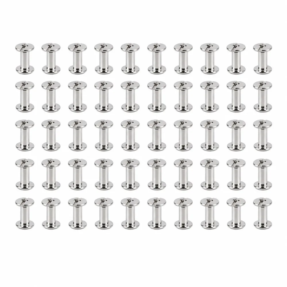 50set Durable Stainless Steel Binding Screws Slotted Cross Head Silver Color Snap Rivets Stud Bolts For Leather Decoration