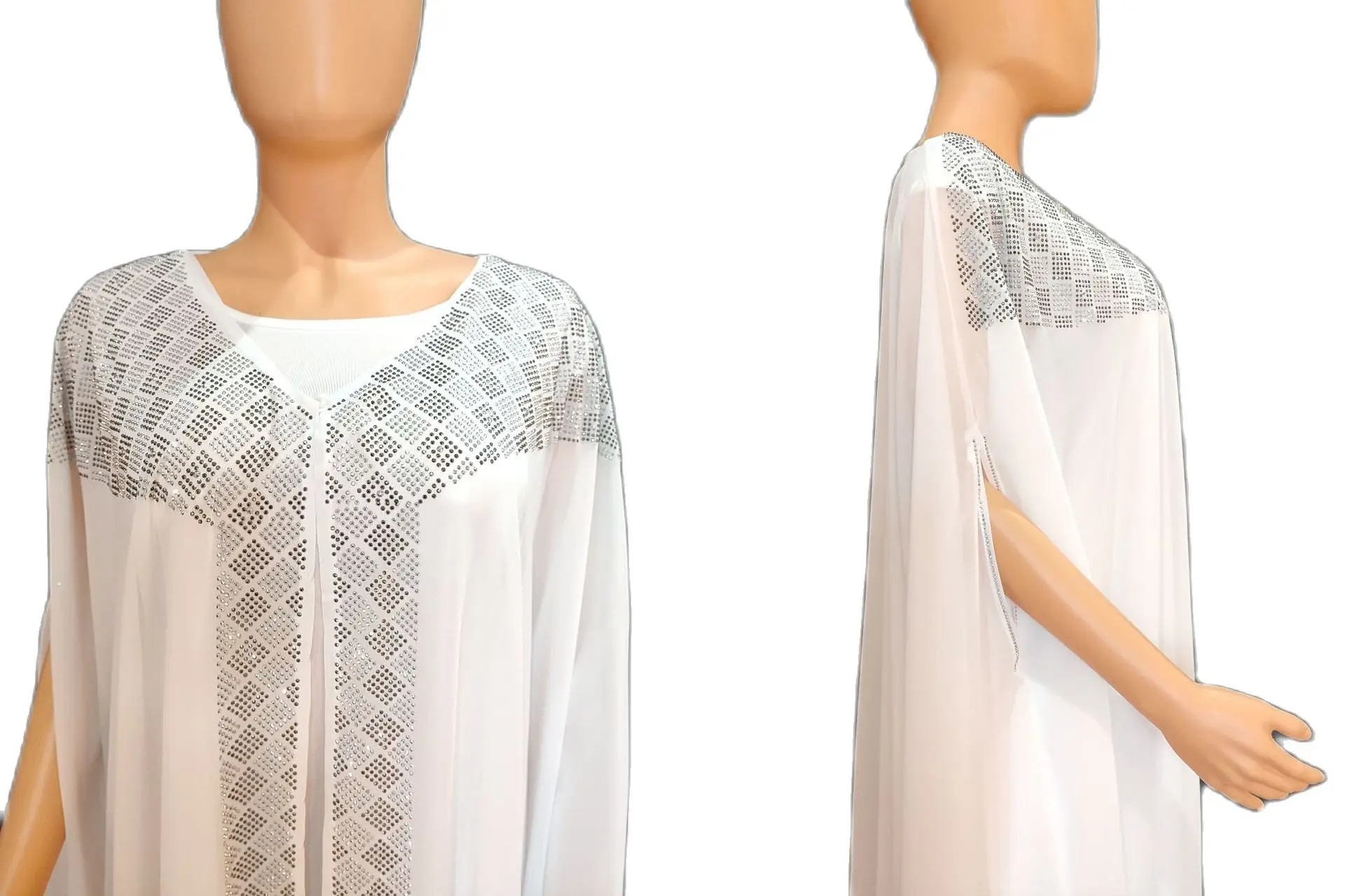 MAMA DA-ropa musulmana Abaya clásica, vestidos largos de mujer, Material de gasa, talla libre, manga de murciélago, Túnica con inserto de diamantes