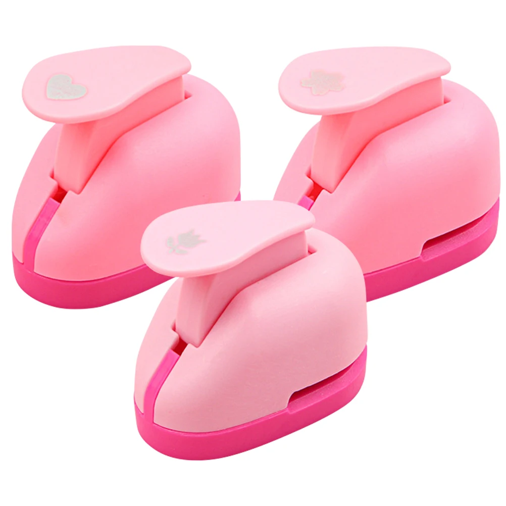 

3 Pcs Scrapbooking 's Embossing Device Diy Punching Paper Punchers Small Creative Craft Punches for Crafts Pink Toddler