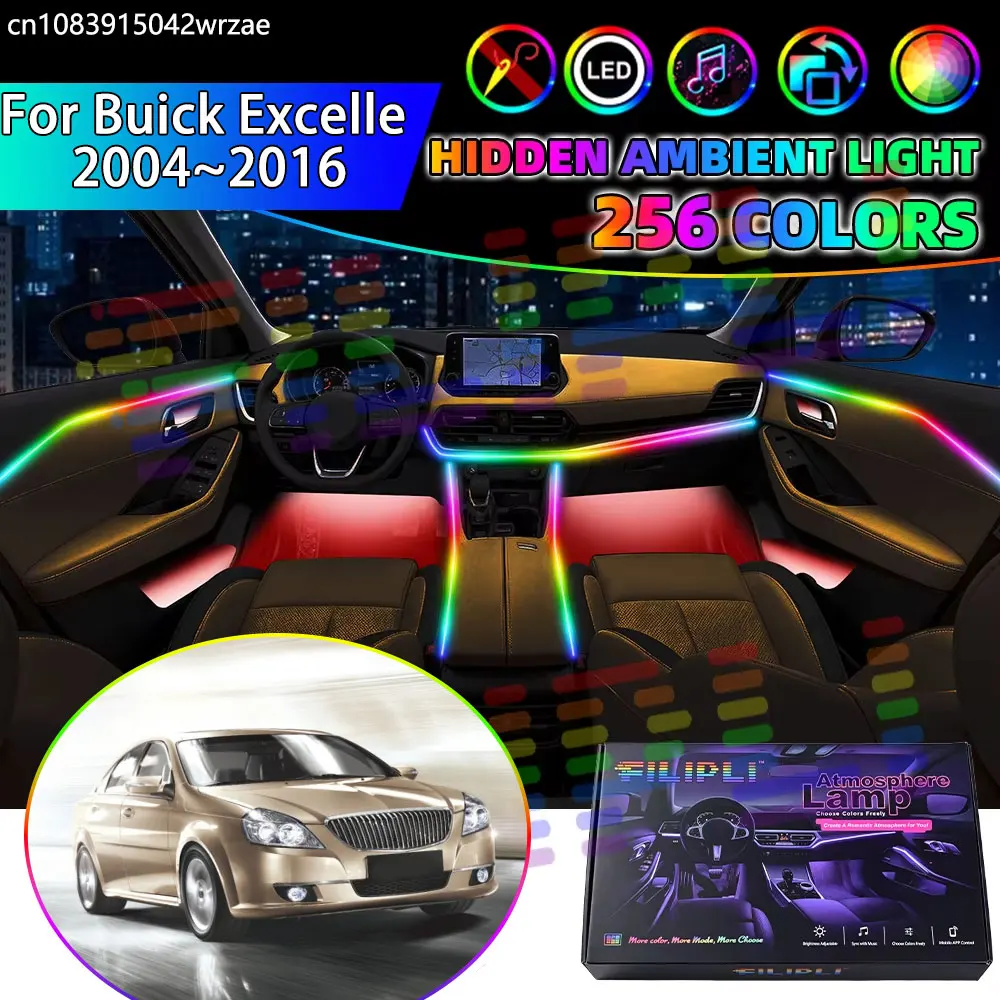 For Buick Excelle 2004~2016 MK1 2005 RGB Car Interior Ambient Lights Strips Breathing Lighting Kit App Control LED strips Auto
