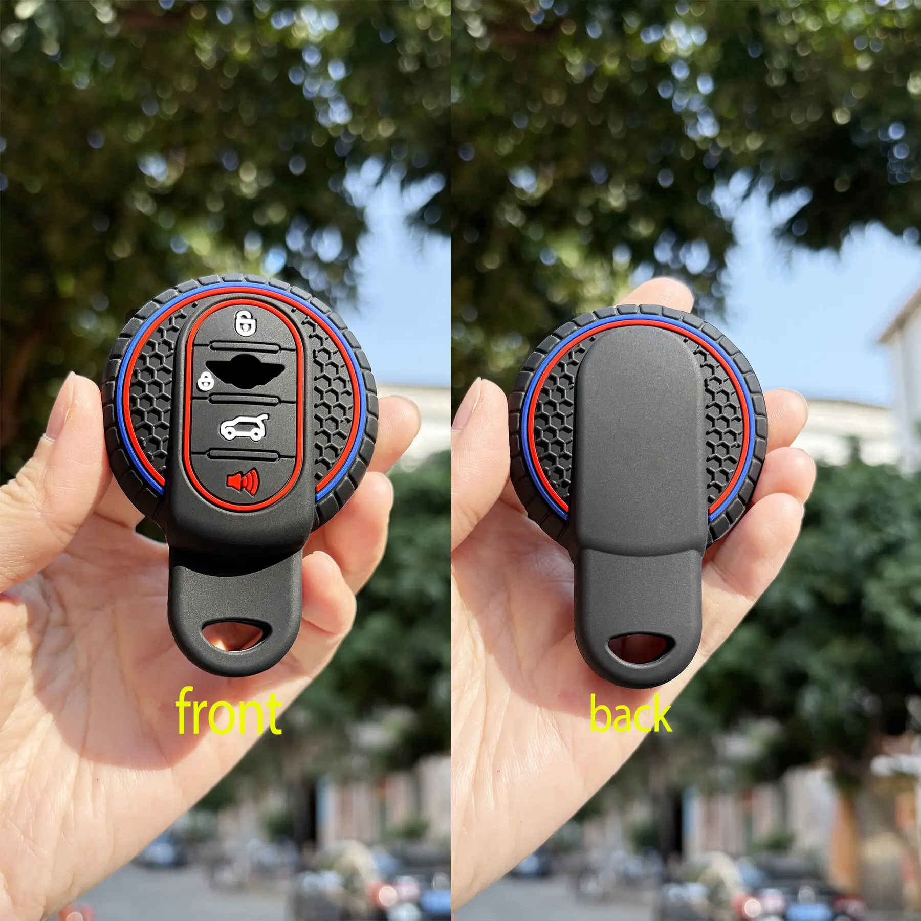 Protection Holder Interior Accessories For BMW Mini R56 Cooper Mini Clubman 3/4 Butttons Keychain Silicone Cover Fob Key Case