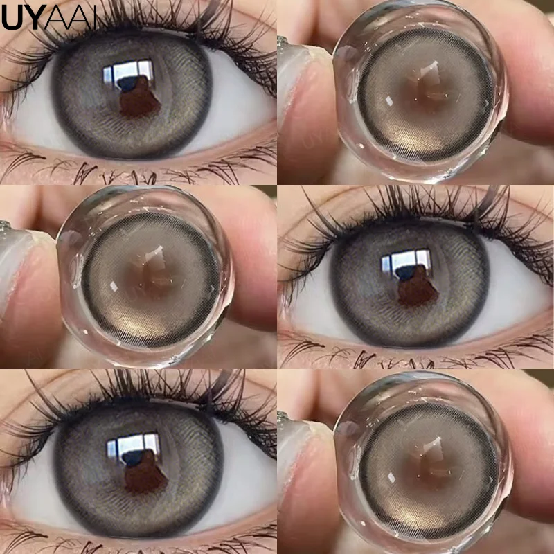 UYAAI Natural Colored Eyes Lenses 1 Pair Lens Disposable Brown Colored Lenses Gray Contact Lenses Korea  with Graduation Pupils