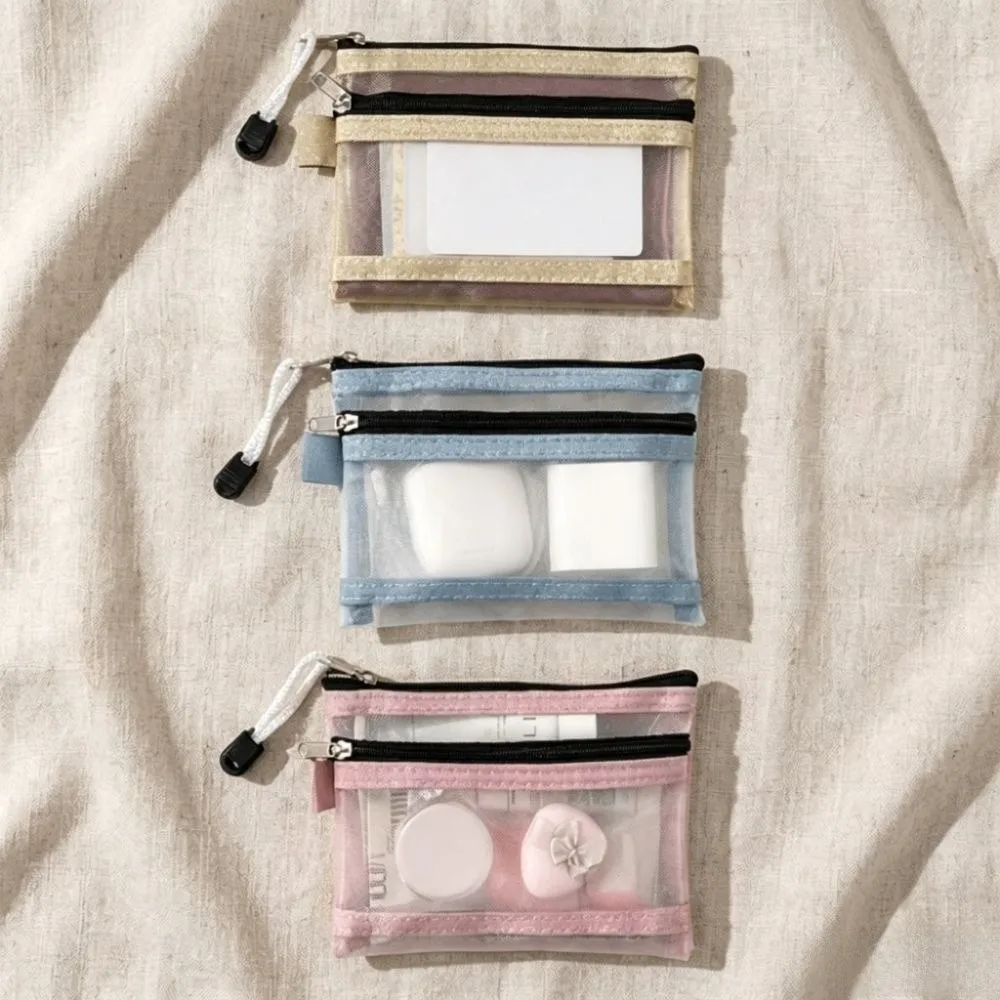 Coin Purses Mesh Passport Holder Clear Anti-theft Spring Lock Travel Storage Bag Portable Multi-Purpose Small Pouch Travel