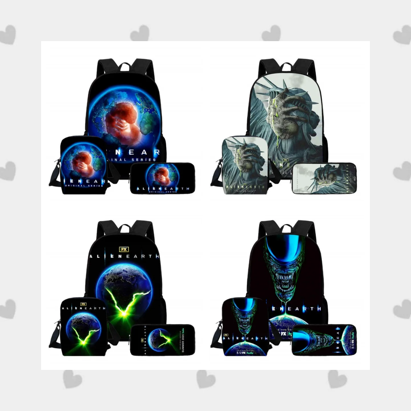 

Disney Child School Backpack with Shoulder Bags,Pencil Bags for Aged 5-10,Cartoon AlienEarth School Bags for Boy Girl,Best Gift