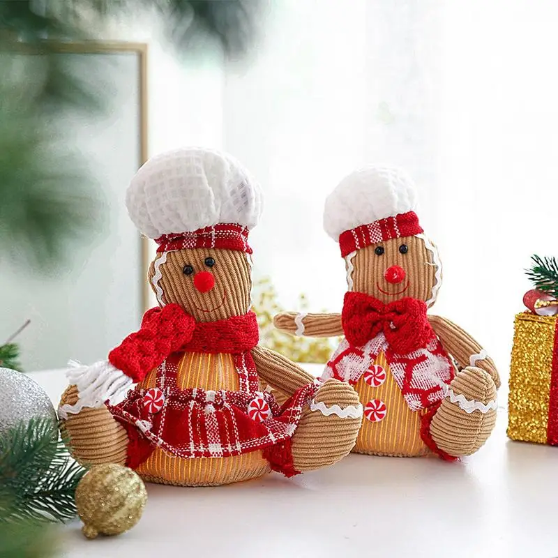 Pão de gengibre luz noturna acender brinquedo de gengibre com chapéu de cozinheiro 26cm/10 polegada biscoito boneca de pelúcia natal brinquedo de pelúcia festivo